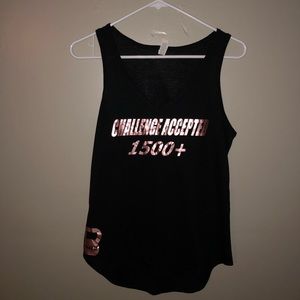 NWOT Bella Challenge Accepted 1500 Black Racerback Tee